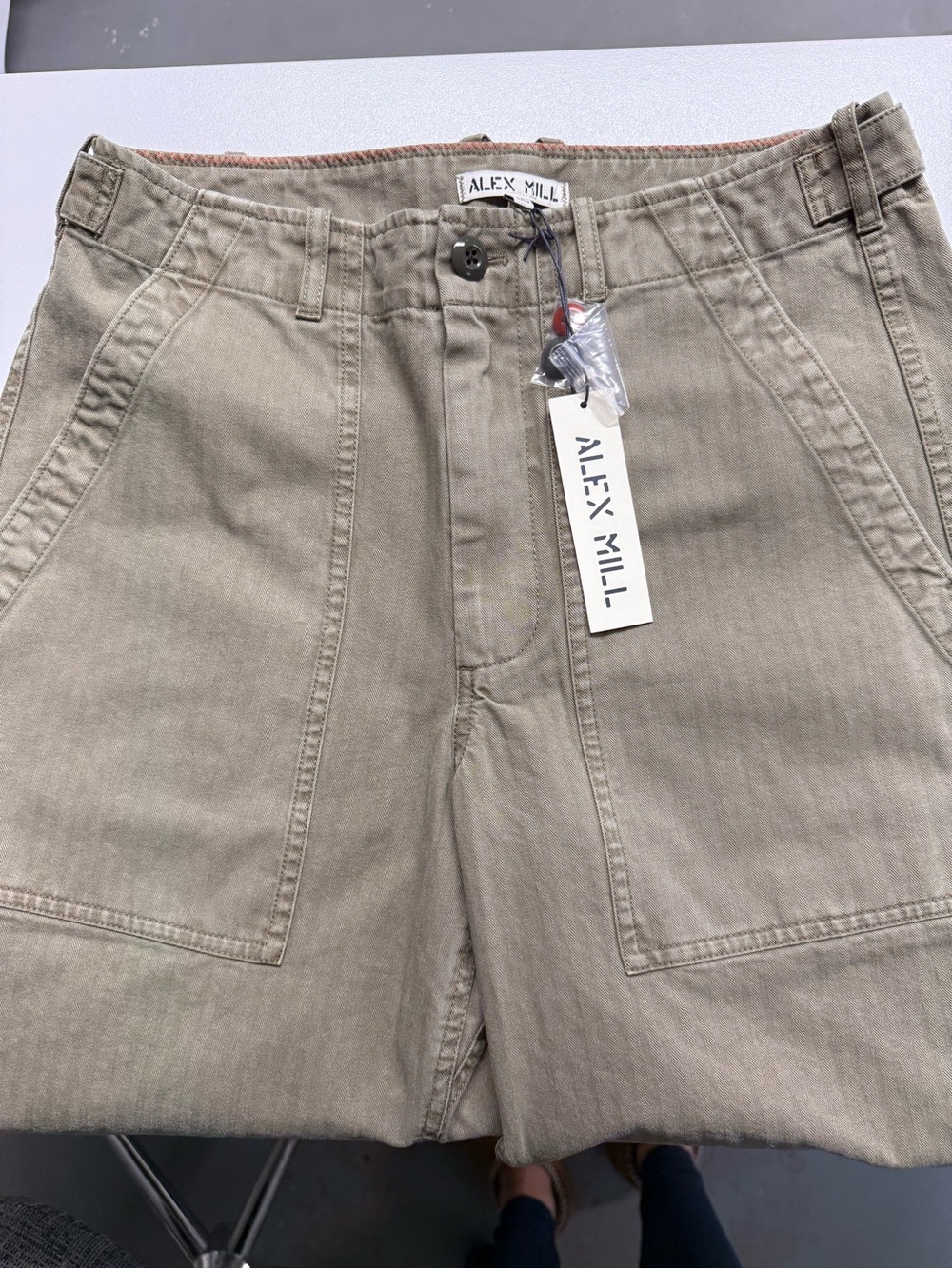 Alex Mill Beige Utility Shorts with Front Patch Pockets